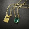 Escapulário Retangulo Espírito Santo Pedra Verde Carrier Diamantada 3mm 70cm (10,3g) (Banho Ouro 24k)
