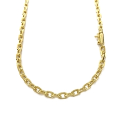 Corrente Carrier Cadeado 5mm 60cm (Fecho Canhão) (34g) (Banho Ouro 24k) na internet