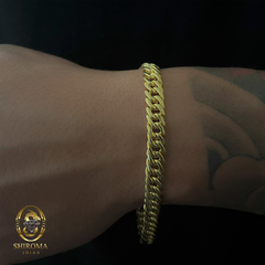 PULSEIRA GRUMET DUPLA FECHO TRAVA DUPLA (8mm) - 20g - 21cm - BANHADO A OURO 18K
