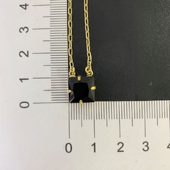 Escapulário Sagrado Coração de Jesus Pedra Preta 2mm 70cm Carrier Diamantada (Banho Ouro 24k) - loja online