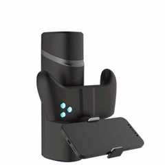 Masturbador automático preto com apoio para celular e joystick de controle do sex shop campinas