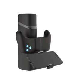 Masturbador automático preto com apoio para celular e joystick de controle do sex shop campinas