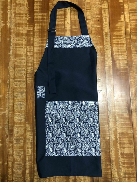 avental modelo corpo inteiro azul marinho