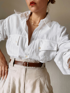 camisa vintage com bolsos - m na internet
