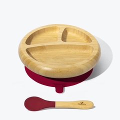 Plato para bebé AVANCHY De Bambú Y Silicona C/divis + Cuchara - comprar online