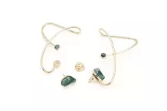 BRINCO EAR CUFF ENERGIA 2 EM 1 JASPE VERDE