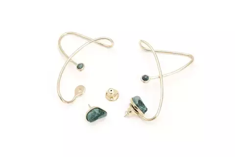 BRINCO EAR CUFF ENERGIA 2 EM 1 JASPE VERDE