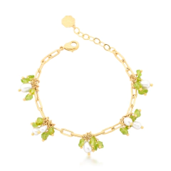 Pulseira Peridot Pearl - Dourado Fresh Emerald