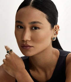 BRINCO EAR CUFF ENERGIA 2 EM 1 JASPE VERDE - Amo Carola