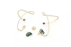 BRINCO EAR CUFF ENERGIA 2 EM 1 JASPE VERDE