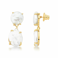 Brinco Rustic Pearl Slim - Dourado Perola Branca