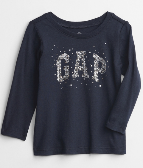 GAP - Camiseta Manga Longa Marinho Sparkly