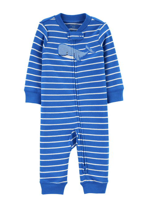 Carter's - Macacão Listrado Azul Royal - Baleia