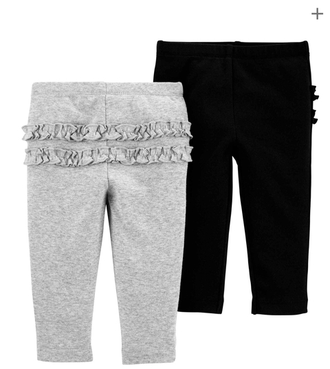 Carter's - Kit calça 2 Peças Babados - Mescla e Preto