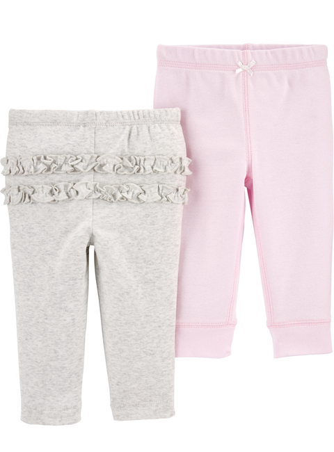 Carter's - Kit Calça 2 Peças Babados - Mescla e Rosa