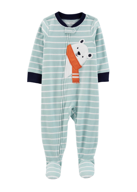 Carter's - Macacão Fleece Azul Claro - Urso Polar