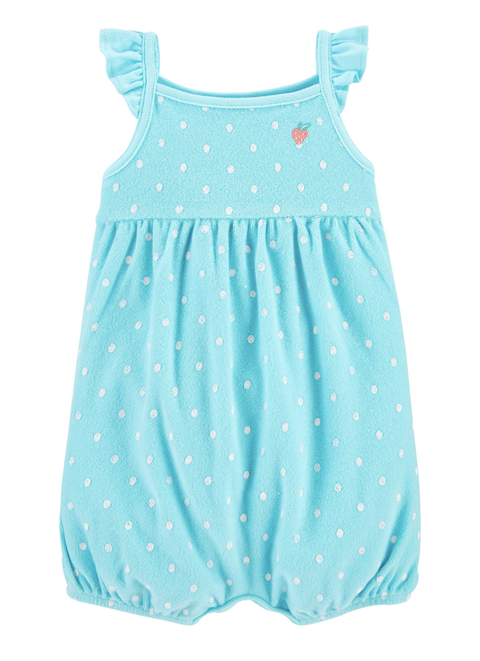 Carter's - Romper Atoalhado - Azul com Bolinhas