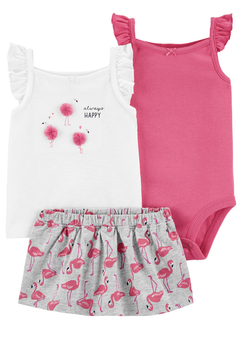 Carter's - Conjunto 3 Peças - Flamingo