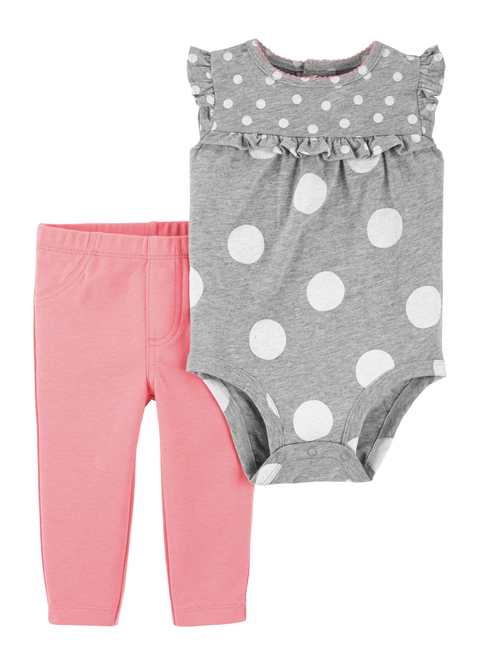 Carter's - Conjunto 2 peças - Body com Bolinhas e Calça Rosa