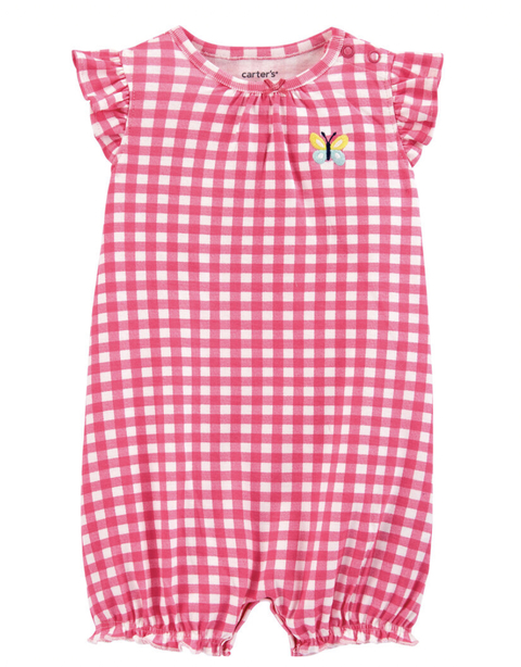 Carter's - Romper - Xadrez Rosa e Branco
