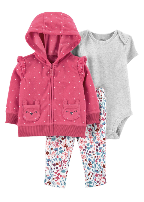Carter's - Conjunto 3 Peças - Rosa Poá e Floral