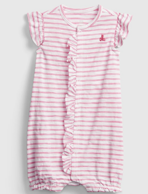 GAP - Romper Listrado Rosa e Branco