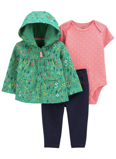 Carter's - Conjunto 3 Peças - Verde Floral