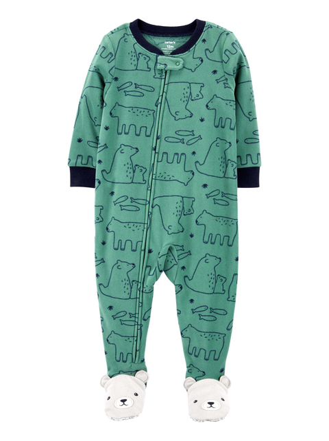 Carter's - Macacão Fleece Verde - Urso