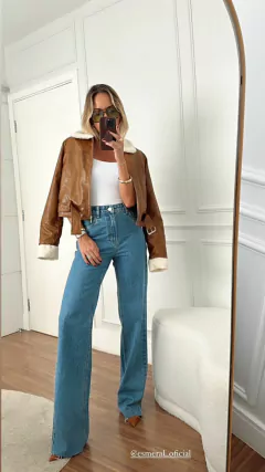 CALÇA RETA JEANS BARRA A FIO - comprar online