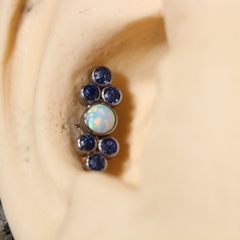 Labret Titânio Opala Branca Zircônia Azul (Orelha)