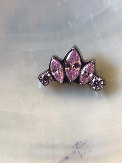 Labret Cluster Titânio Zircônia Rosa Navete - comprar online