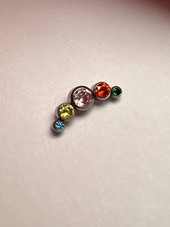 Labret Titânio Zircônias Coloridas Piercing Cartilagem Orelha (Conch | Helix | Low Helix | Flat | Tragus | Lóbulo | Boca)