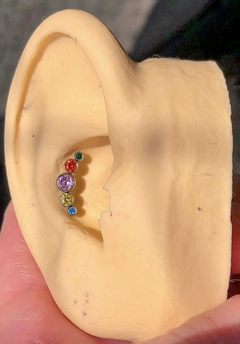 Imagem do Labret Titânio Zircônias Coloridas Piercing Cartilagem Orelha (Conch | Helix | Low Helix | Flat | Tragus | Lóbulo | Boca)