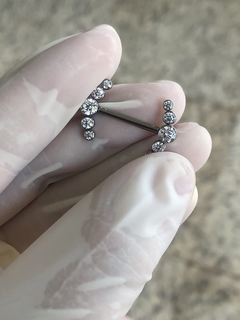 Piercing Titânio Mamilo Cluster Zircônia Fecho Push Pin