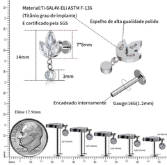 Labret Flor De Lis Titânio Pingente Flat | Tragus - loja online