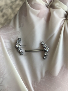 Piercing Titânio Mamilo Cluster Zircônia Fecho Push Pin - loja online