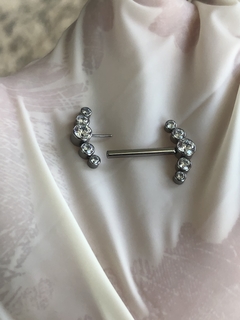 Imagem do Piercing Titânio Mamilo Cluster Zircônia Fecho Push Pin