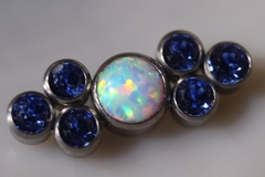 Labret Titânio Opala Branca Zircônia Azul (Orelha)
