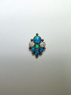 Cluster Labret Titânio Opala Azul Zircônia