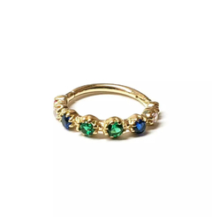 Argola Zircônia Colorida Ouro 18k (Piercing Orelha) - comprar online