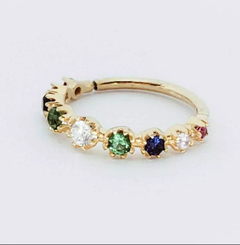 Argola Zircônia Colorida Ouro 18k (Piercing Orelha) - comprar online