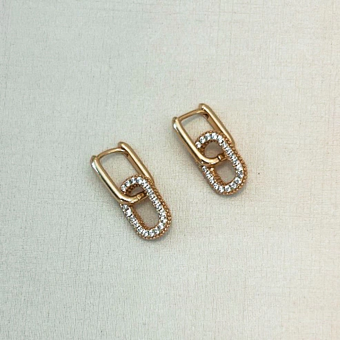 argola click lisa com pend quadrado cravejado