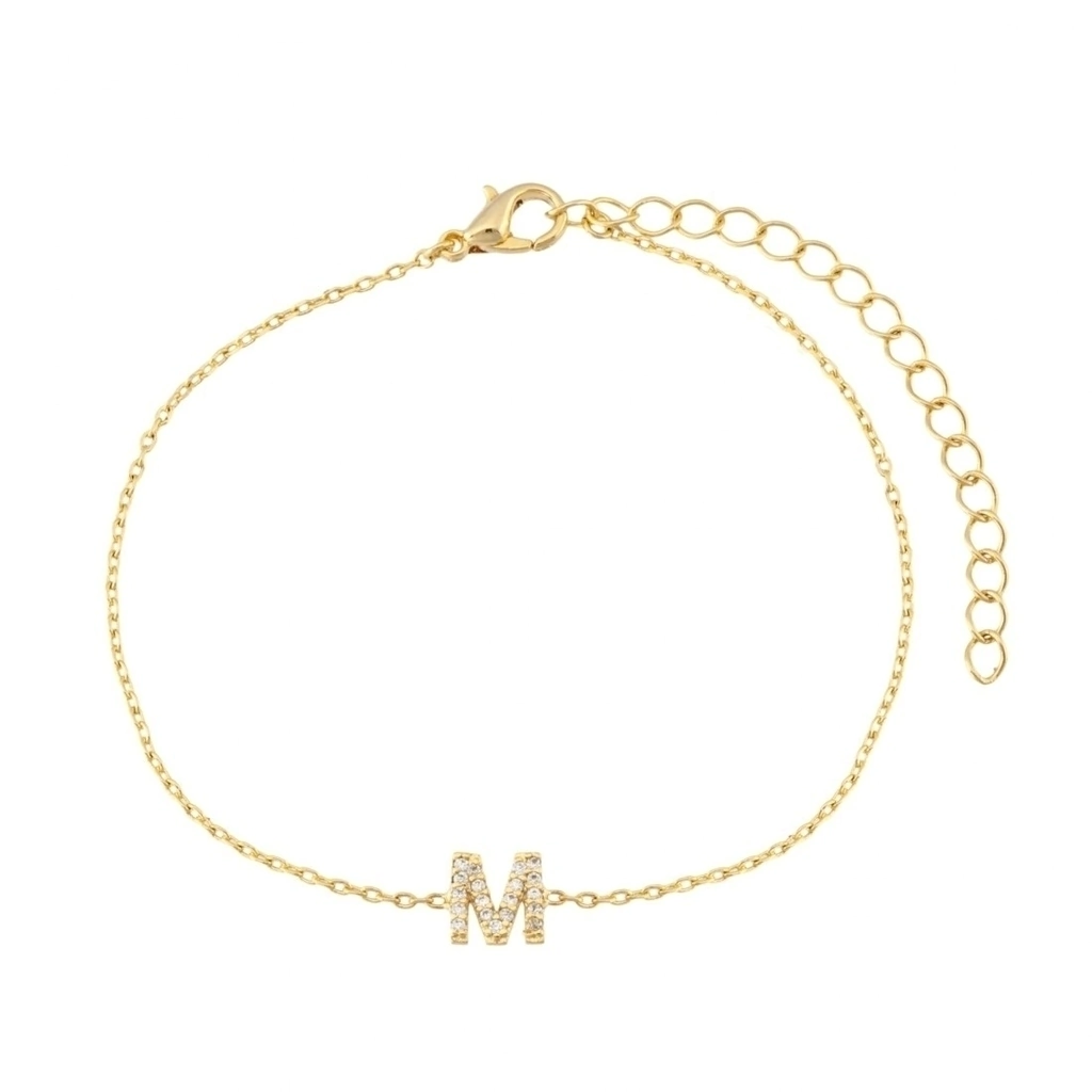 Pulseira mini inicial cravejada