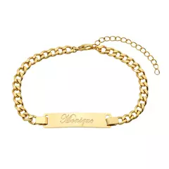 PULSEIRA ELO GROUMET E PLACA COM NOME