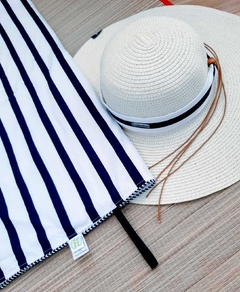 TOALHA DE PRAIA PERSONALIZADA BRANCA E AZUL