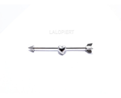 Piercing Barra Industrial Flecha Y Corazón