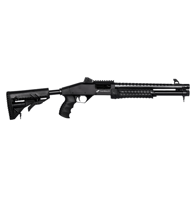 ESPINGARDA CBC PUMP MILITARY 3.0 CORONHA RETRÁTIL CALIBRE 12 CANO 14″