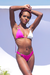 Conjunto Harmonia rosa e branco com argolas transparentes 