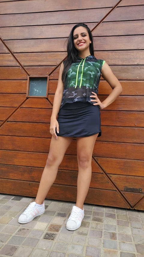 Cropped Fitness Camuflado Verde Neon