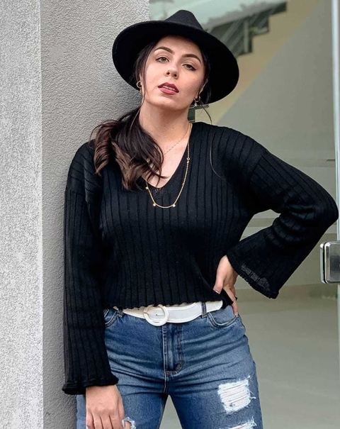 Cropped Tricot decote V